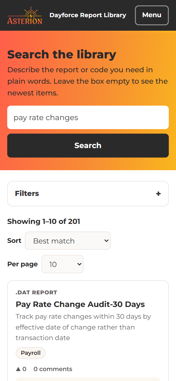 Search results on a phone screen